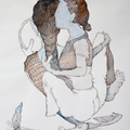 Untitled 12' contemporary acrylic painting by artist Raju Baviskar, 30x22 inch, on paper