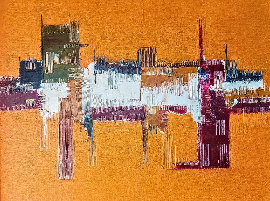 Untitled 12' abstract oil painting by artist Dileep Kosode, 28x40 inch, on canvas