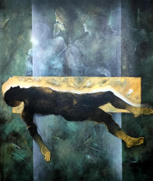 contemporary acrylic painting titled 'Untitled 12', 72x60 inches, by artist Sajal Patra on Canvas