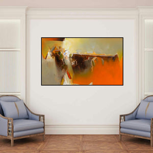 'Untitled 120' painting by Shrikant Kadam shown on a wall in a furnished room.