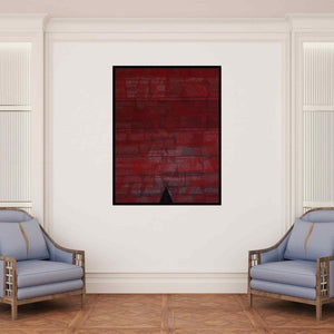 In-situ view of Vivek Nimbolkar's 'Untitled 121 (Crimson Tapestry)' painting in a room