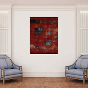 In-situ view of Vivek Nimbolkar's 'Untitled 127 (Red Violet Abstraction)' painting in a room