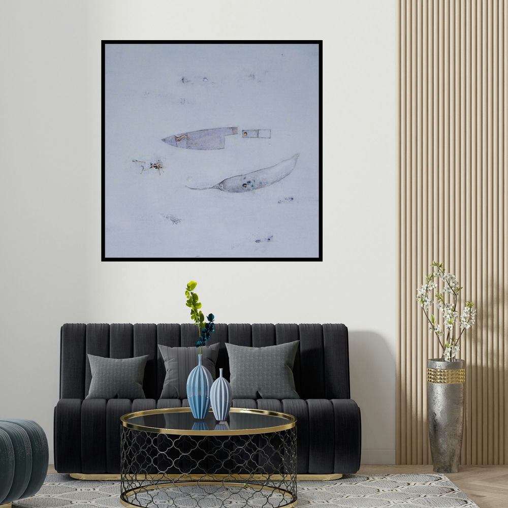 Arvind Patel's 'Untitled 1276 (Untitled)' painting visualized above a sofa in a contemporary room.