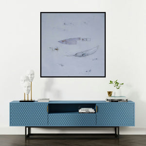 'Untitled 1276 (Untitled)' painting by Arvind Patel shown on a wall in a furnished room.