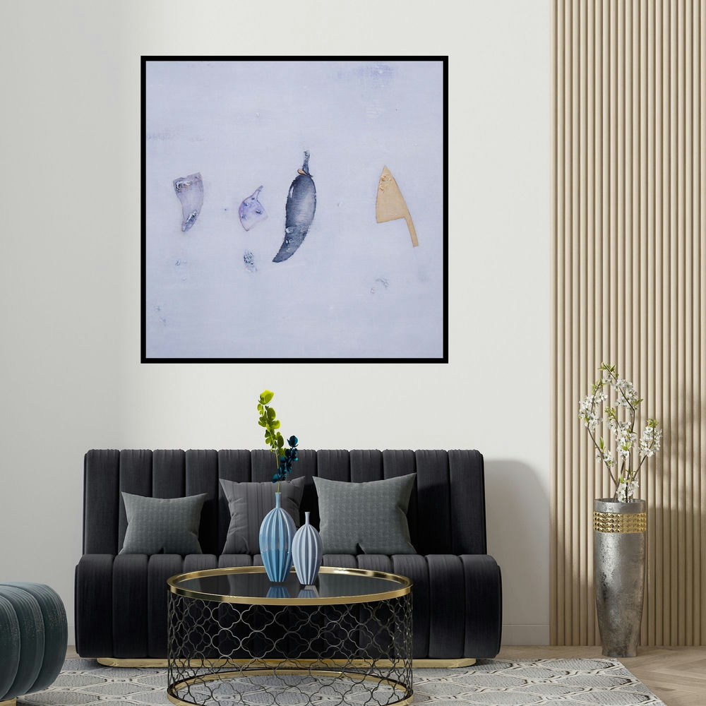 Arvind Patel's 'Untitled 1278 (Untitled)' painting visualized above a sofa in a contemporary room.