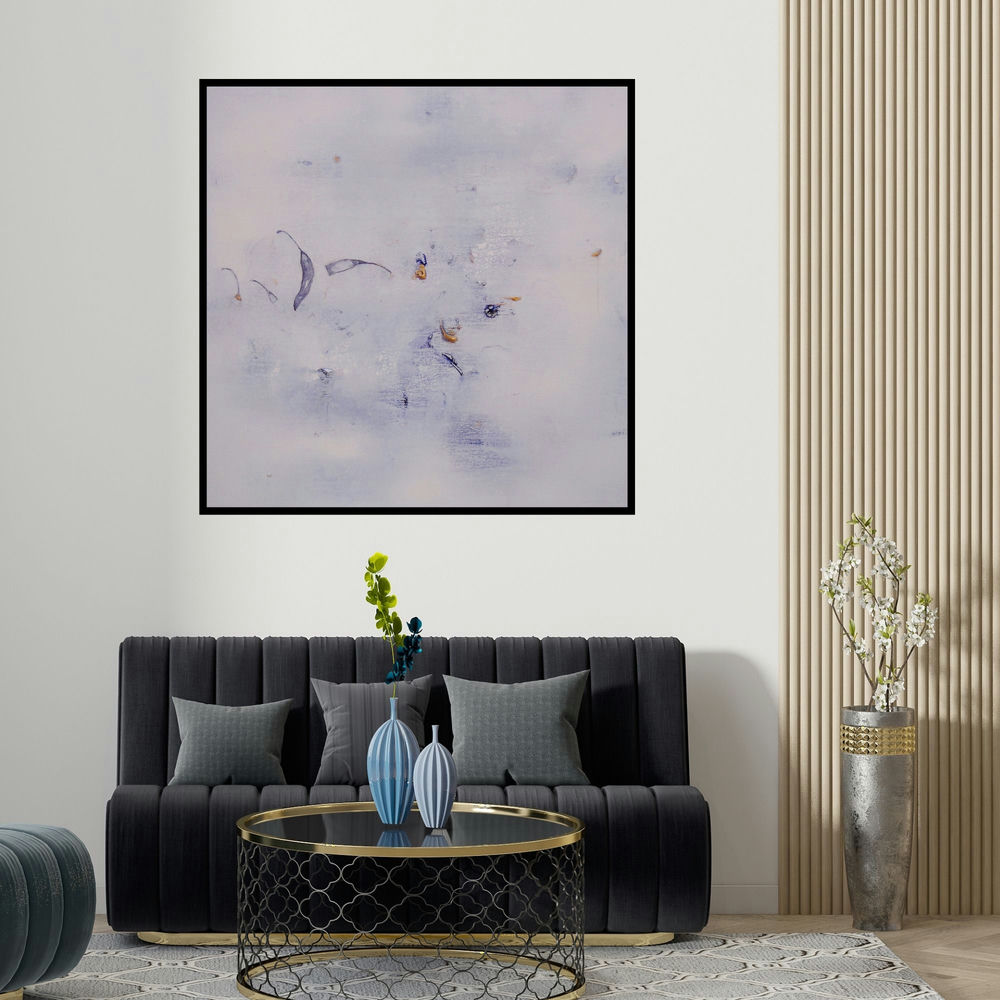 Arvind Patel's 'Untitled 1294 (Untitled)' painting visualized above a sofa in a contemporary room.