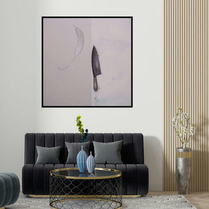 Arvind Patel's 'Untitled 1299 (Domestic Violence)' painting visualized above a sofa in a contemporary room.