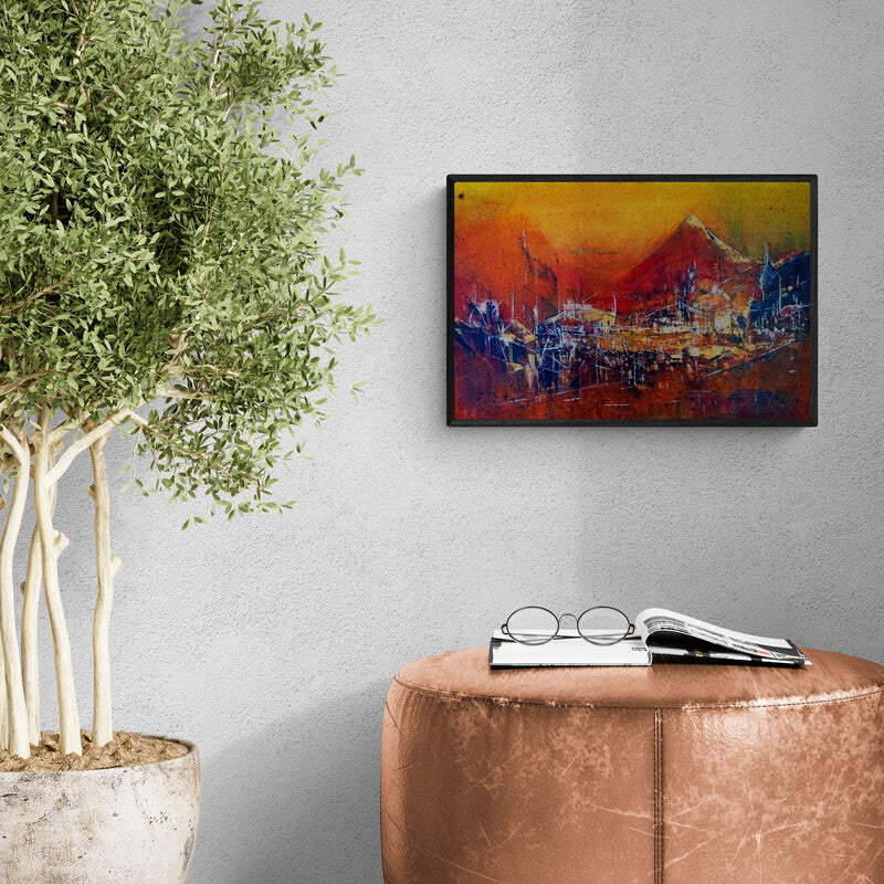 In-situ view of Dnyaneshwar Dhavale's 'Untitled' painting in a room