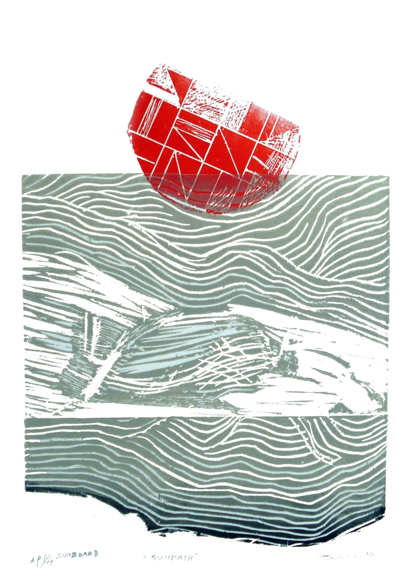 'Untitled 13' abstract wood cut printmaking by artist Shirish Mitbawkar, 17x12 inch, on paper