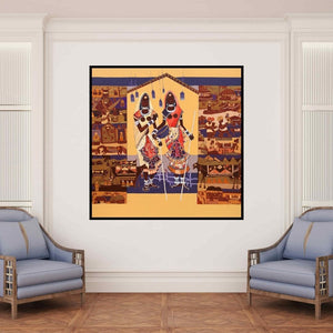 In-situ view of Vaishali Patil's 'Untitled 13 (The Village Women)' painting in a room