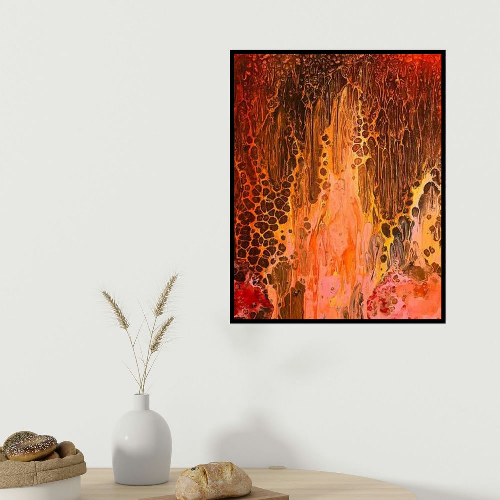 Kartikey Sharma's 'Untitled 13' painting visualized above a sofa in a contemporary room.