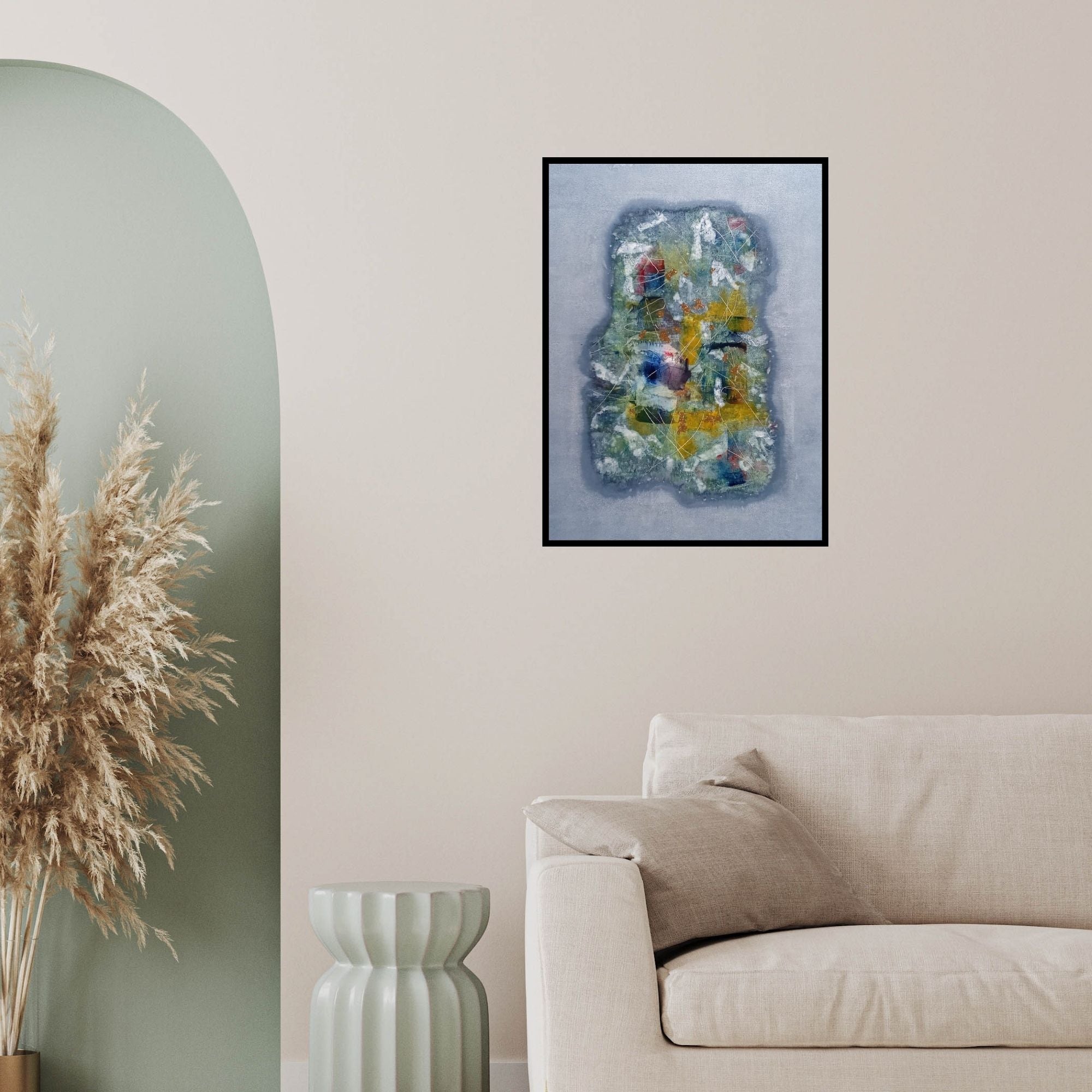 In-situ view of Jai Chouhan's 'Untitled 13' painting in a room