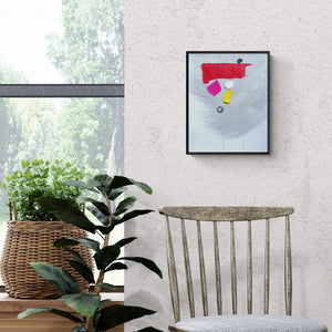 Preview of 'Untitled 13 (Cosmic Ballet)' Painting by Ashvini Vidhate shown on a wall in a furnished room.