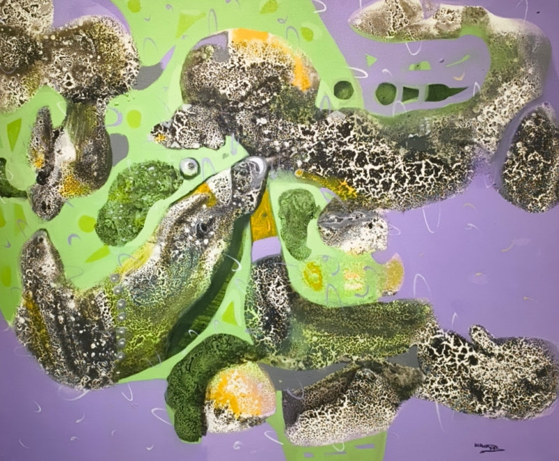 Untitled 13' contemporary mixed-media painting by artist Sanjeeda Khanam, 30x30 inch, on canvas
