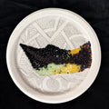 Untitled 13' contemporary mixed-media painting by artist Poonam Kishor, 12x12 inch, on food paper plate