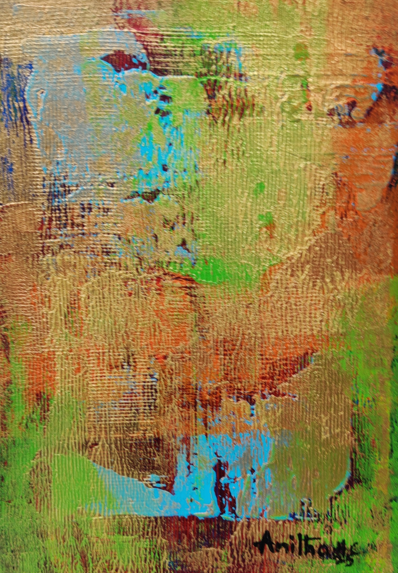 Untitled 13' abstract acrylic painting by artist Anitha H C, 8x5 inch, on canson paper