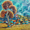 Untitled 13' contemporary acrylic painting by artist Sovon Manna, 12x12 inch, on canvas