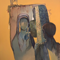 Untitled 13' contemporary acrylic painting by artist Raju Baviskar, 30x22 inch, on paper