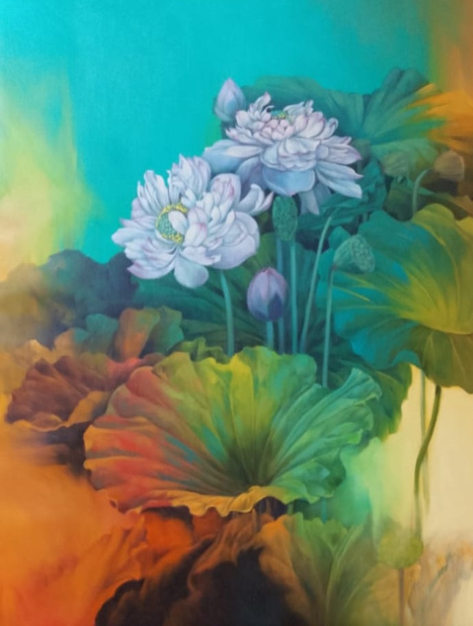 Untitled 13' nature oil painting by artist Namdev M Patil, 42x32 inch, on canvas