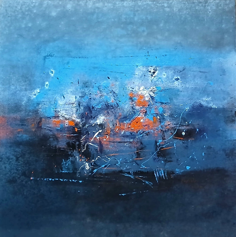 Untitled 13' abstract acrylic painting by artist Dnyaneshwar Dhavale, 36x36 inch, on canvas