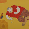 Untitled 13' figurative acrylic-charcoal painting by artist Kiran Sherkhane, 36x48 inch, on canvas