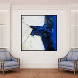 In-situ view of Somanth Adamane's 'Untitled (Divided Realities)' painting in a room