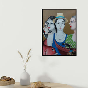 Rajesh Salagaonkar's 'Untitled 14' painting visualized above a sofa in a contemporary room.