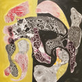 Untitled 14' contemporary mixed-media painting by artist Sanjeeda Khanam, 30x30 inch, on canvas