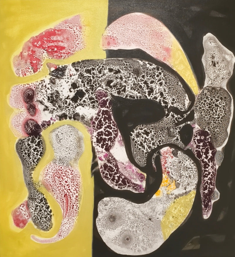 Untitled 14' contemporary mixed-media painting by artist Sanjeeda Khanam, 30x30 inch, on canvas