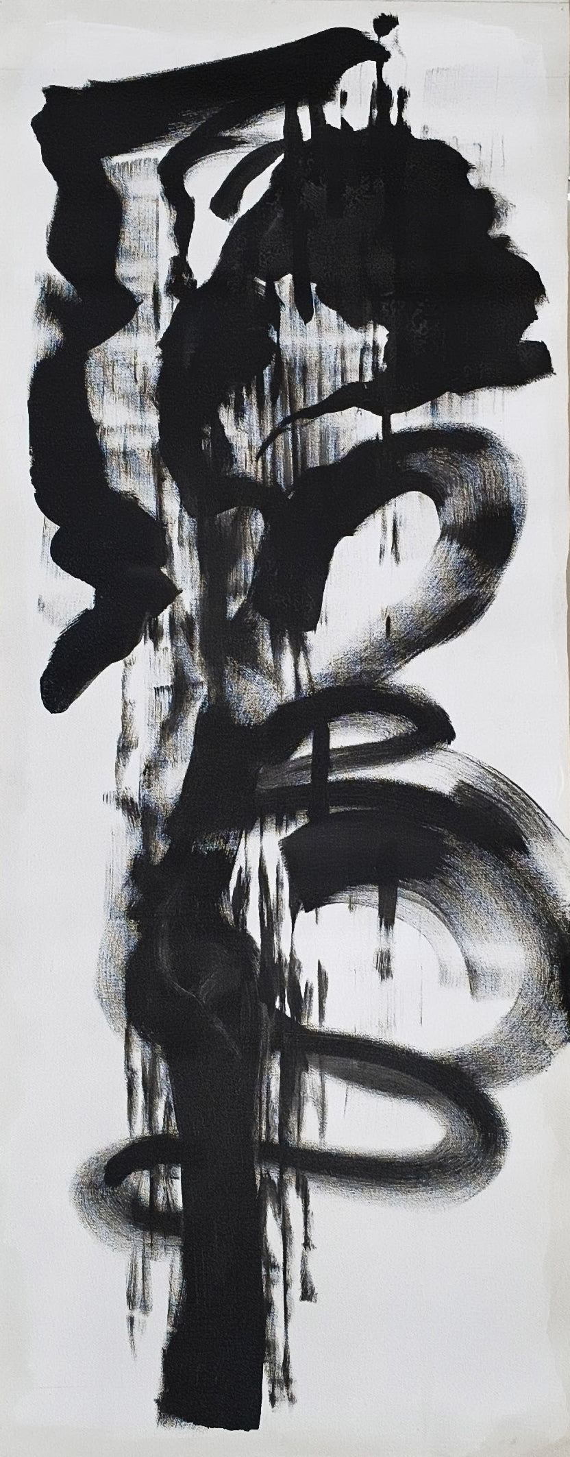 Untitled 14' abstract acrylic painting by artist Anand Kamdar, 36x12 inch, on canvas