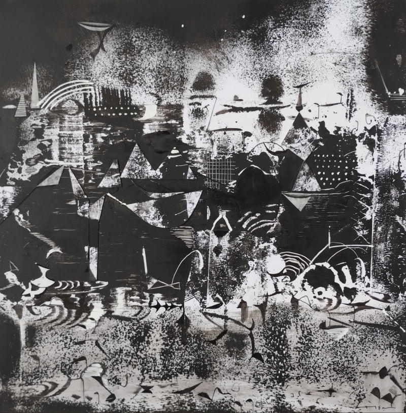 Untitled 14' abstract mixed-media painting by artist Hemant Dhane, 12x12 inch, on acid free paper