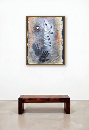 Untitled 14 (Interconnected Universe**) by artist Sajal Patra displayed in a Japandi Reception Area