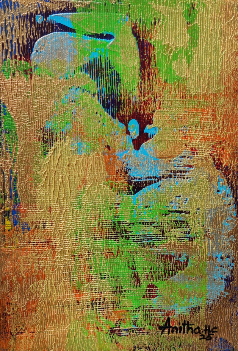 Untitled 15' abstract acrylic painting by artist Anitha H C, 8x5 inch, on canson paper