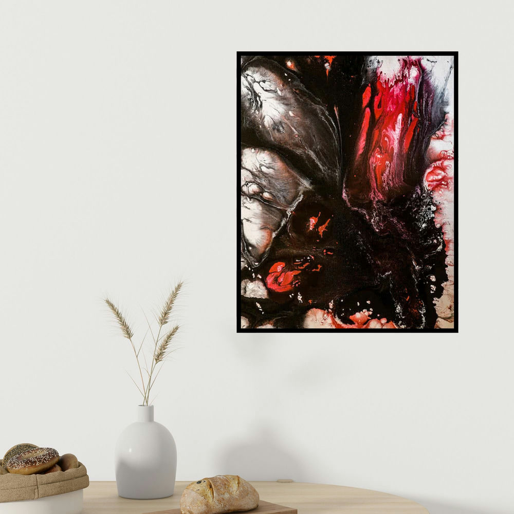 Kartikey Sharma's 'Untitled 15' painting visualized above a sofa in a contemporary room.