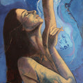 Untitled 15' nude mixed-media painting by artist Bhakti Lad, 60x24 inch, on linen