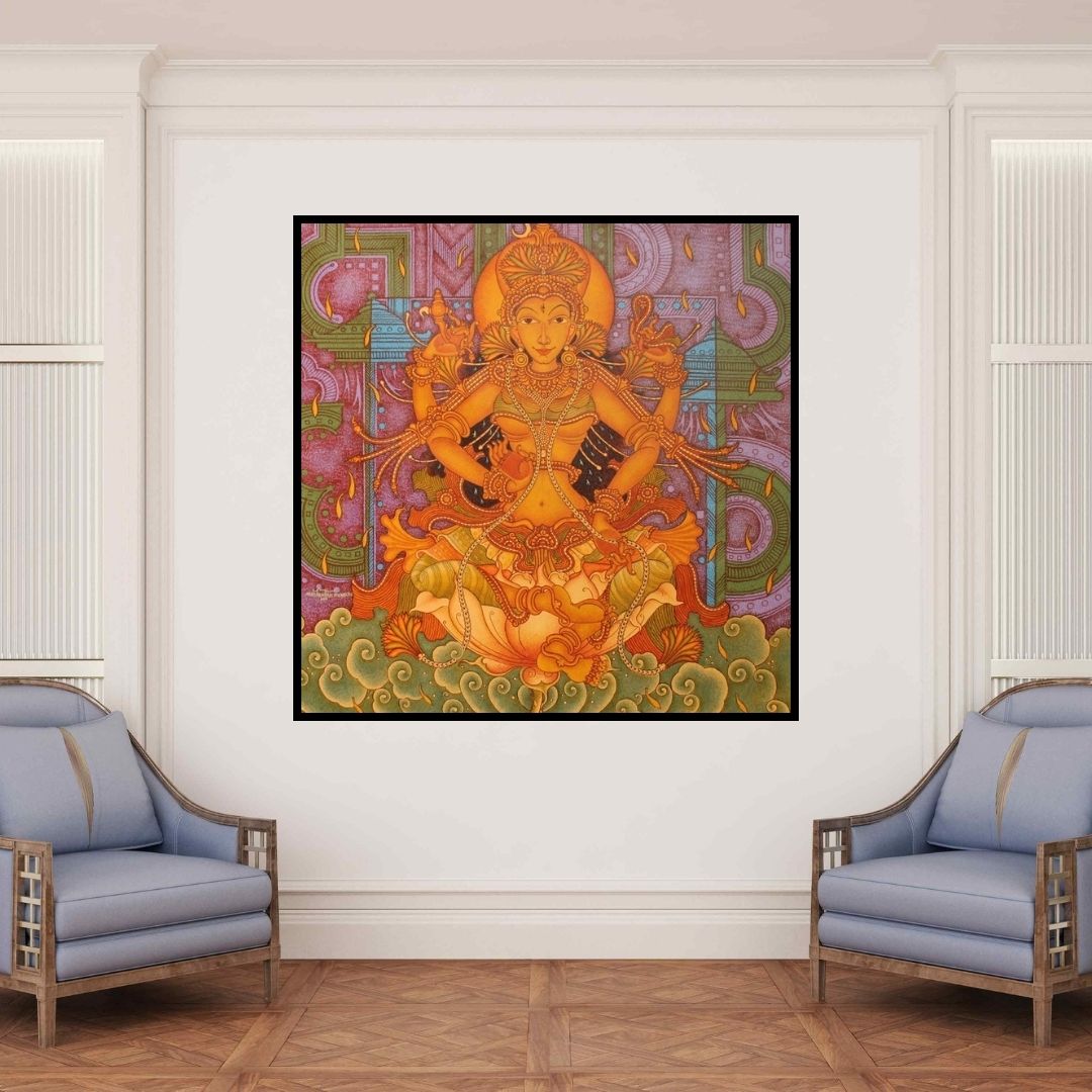 In-situ view of Manikandan Punnakkal's 'Untitled 15 (Lakshmi)' painting in a room