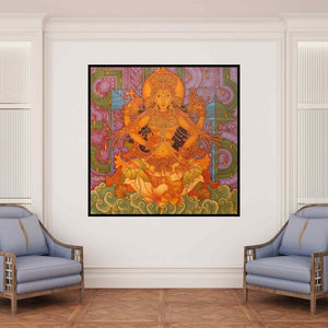 In-situ view of Manikandan Punnakkal's 'Untitled 15 (Lakshmi)' painting in a room