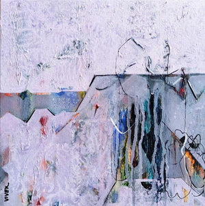Untitled 15 (Winter's Grasp) by Vivek Nimbolkar, Original Acrylic Abstract Painting on Canvas, X-Small Square Wall Art