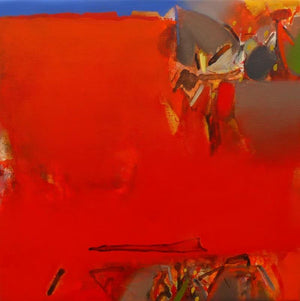 Abstract acrylic painting titled 'Untitled 156', 18x18 inches, by artist Shrikant Kadam on Canvas