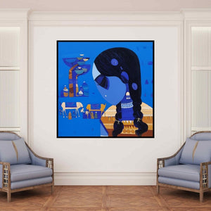 In-situ view of Vaishali Patil's 'Untitled 16 (The Dreamer)' painting in a room