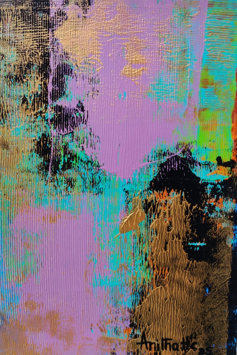 Untitled 16' abstract acrylic painting by artist Anitha H C, 8x5 inch, on canson paper