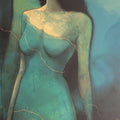 Untitled 16' nude mixed-media painting by artist Bhakti Lad, 60x24 inch, on linen