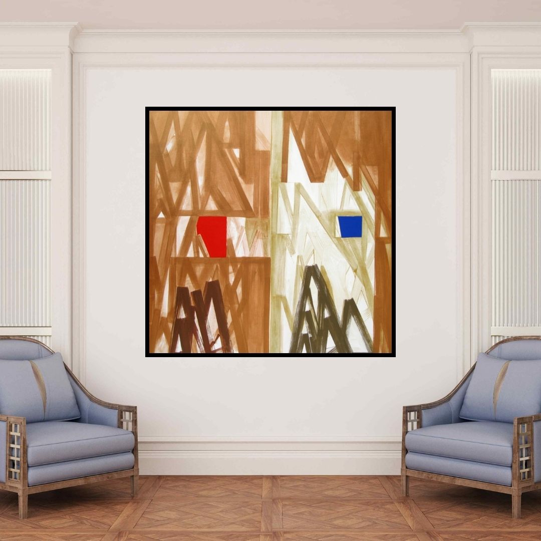 In-situ view of Ramesh Anand's 'Untitled 16 (Worlds Apart)' painting in a room