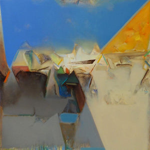 Abstract oil painting titled 'Untitled 160', 48x48 inches, by artist Shrikant Kadam on Canvas