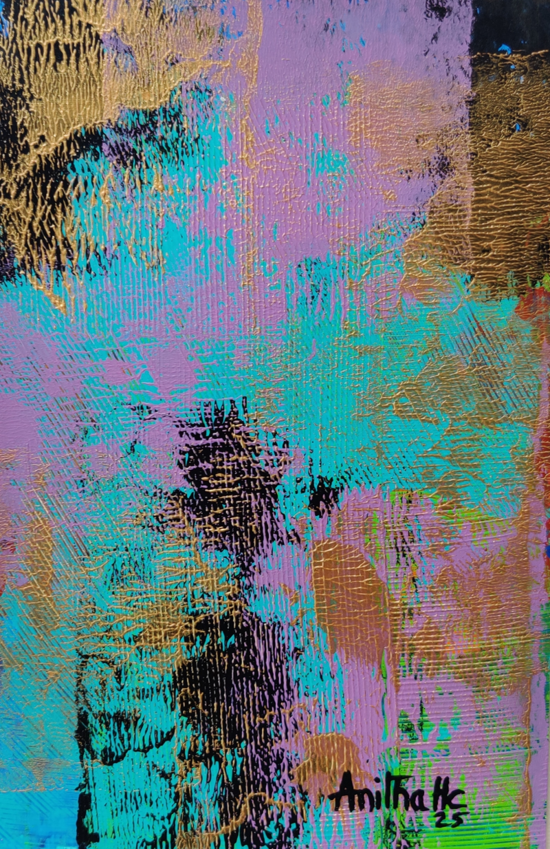 Untitled 17' abstract acrylic painting by artist Anitha H C, 8x5 inch, on canson paper