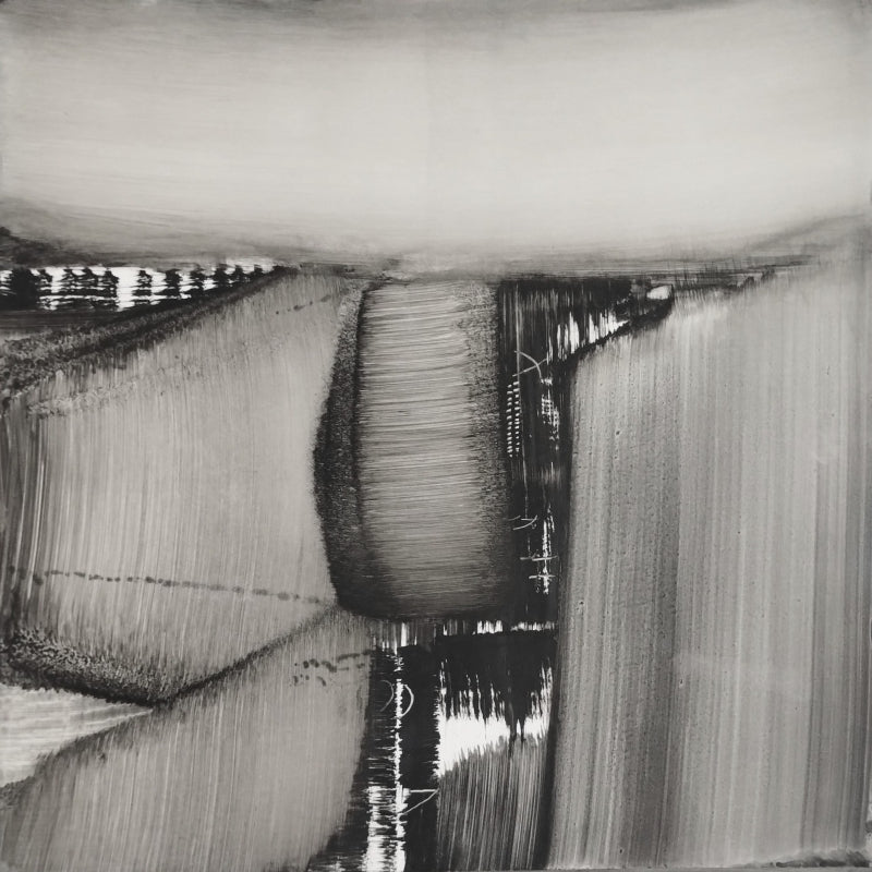 Untitled 17' abstract acrylic-ink painting by artist Hemant Dhane, 12x12 inch, on paper