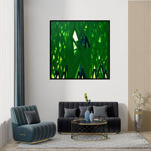 Preview of 'Untitled 17 (Verdant Depth)' Painting by Ramesh Anand shown on a wall in a furnished room.