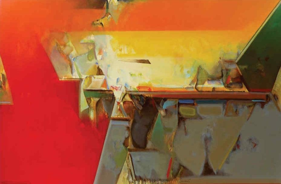 Abstract acrylic painting titled 'Untitled 177', 48x72 inches, by artist Shrikant Kadam on Canvas