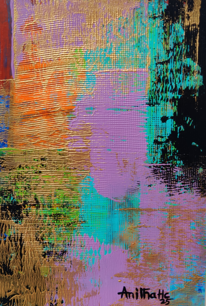 Untitled 18' abstract acrylic painting by artist Anitha H C, 8x5 inch, on canson paper