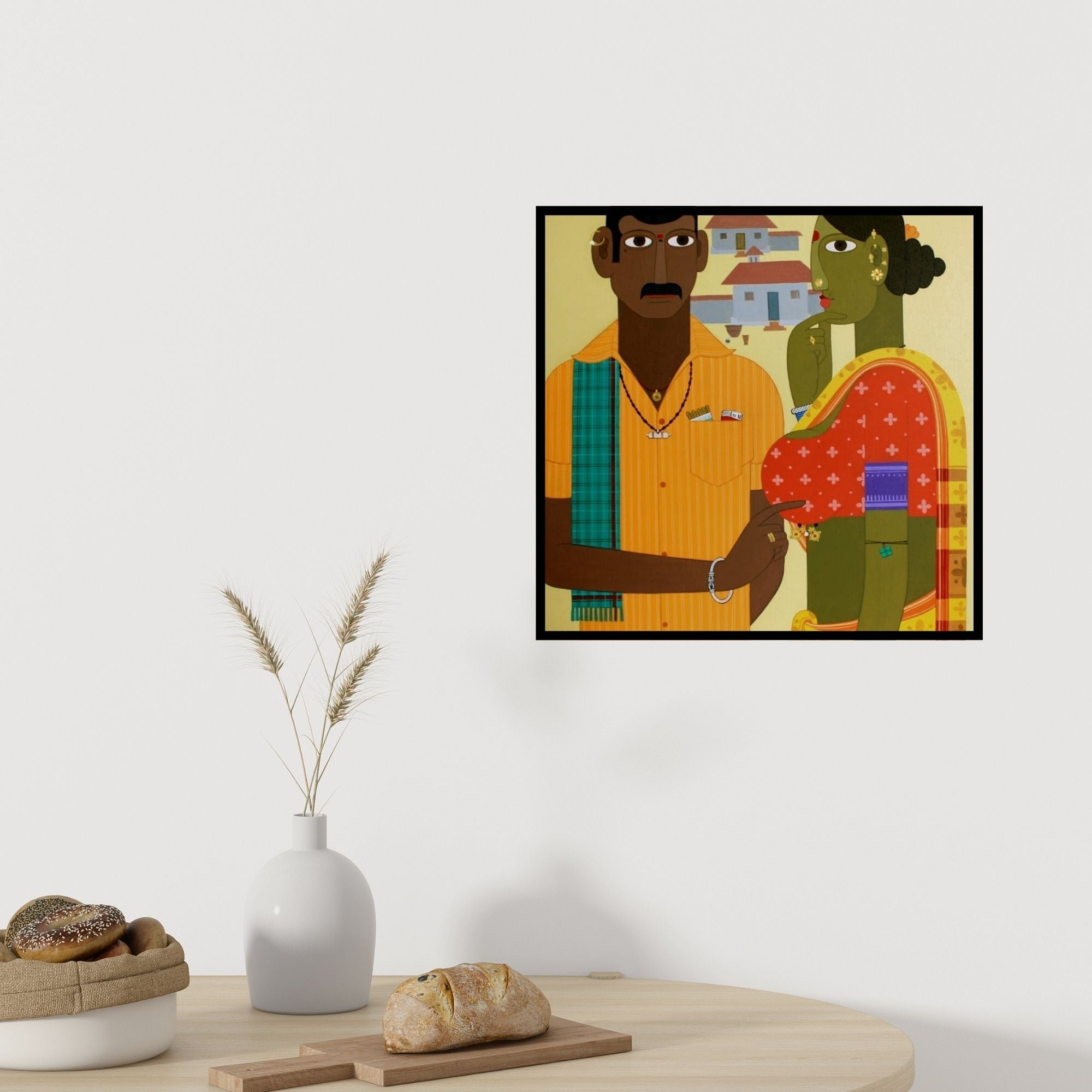 Preview of 'Untitled 2' Painting by Narsimlu Kandi shown on a wall in a furnished room.